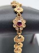 Collector's item! Rare antique victorian ruby and diamond in 18k yellow gold bracelet