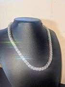Huge 61 Ctw Sparkling  Ice White Fire Moissanite Tennis Necklace