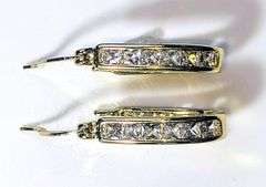 Dazzling Sparkling 14 Kt Gold Plated Princess Cut Lab Simulated Diamond Hoop Earrings