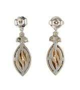 2.20ctw Fancy Yellow and White Diamond Frame Marquise Shaped Dangle Earrings in 14K