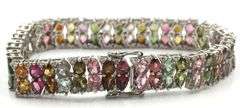Mesmerizing 24.90CTW Pear Shaped Faceted Multi-Color Tourmaline & 2.15CTW Diamond Bracelet in 14K Wh