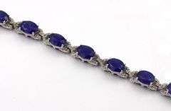 Gorgeous 16.63CTW Emerald-Cut Blue Sapphire & Diamond Tennis Bracelet in 14K White Gold Plated Sterl