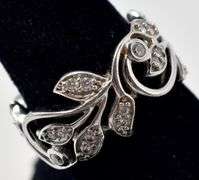 CZ gemstone Leaf Ring in Sterling Silver