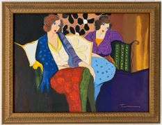 Rare Original Itzchak Tarkay Mixed Media on Canvas Framed