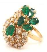 18kt Yellow gold 2.25ctw Emerald and top light brown diamond ring