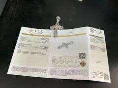 CERTIFIED BRAND NEW 14K WHITE GOLD DIAMOND CROSS CHARM / PENDANT