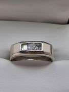 14K men's white gold diamond ring