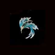 14K Gold Phoenix Tail Feather Brooch