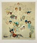 Exclusive Norman Rockwell Lithograph Signed Family Tree