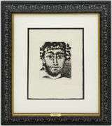 Rare Pablo Picasso Hand Signed Aquatint Tête de faune, 1958