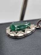 7.74ct Colombian Emerald Pendant with 0.55ct Natural Diamonds in Sterling Silver