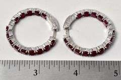 Ruby Gemstone Hoop Earrings in Sterling Silver