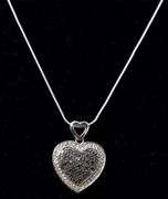 Marcasite Gemstone and Diamond Heart Pendant Necklace in Sterling Silver