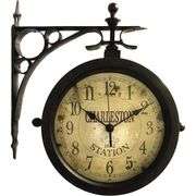 Charleston Double-Sided Train Station Clock & Thermometer