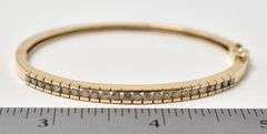 Marvelous 14k Yellow Gold Diamond Hinged Bangle Bracelet