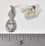 Sapphire Gemstone and Diamond Pendant Necklace in Sterling Silver