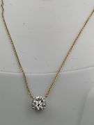 BRAND NEW 14K WHITE GOLD DIAMOND SOLITAIRE CHAIN AND PENDNANT