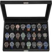 24-Slot Lockable Watch Box with Glass Lid