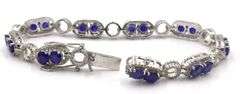 Ethereal14K White Gold Over Sterling Silver Embellished W/ 13.09CTW Round Faceted Blue Sapphire & Di