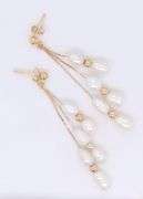 14kt Yellow gold Fresh Water and Gold Ball Dangle Earrings