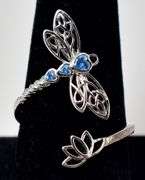 Cute Dragonfly Ring with Blue Gemstones in Sterling Silver