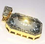 14k Gold Plated Simulated Aquamarine Diamond Pendant