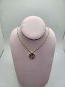 Beatiful 14K yellow gold and diamond heart pendant with chain
