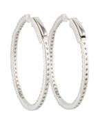 New 1.57ctw Round Diamond Inside Out Oval Hoop Earrings in 14K