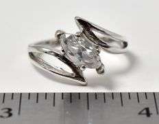 Clear Marquise Cut CZ Band Ring in sterling Silver