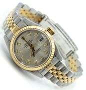 Rolex DJ 26mm silver diamond dial in fluted bezel on Jubilee bracelet watch