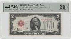 Super nice and very scarce 1928-C $2 Red Seal STAR note. PMG-35 EPQ