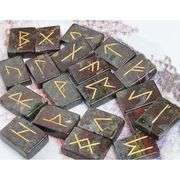 Hand-Carved Dragon Bloodstone Rune Stone Set