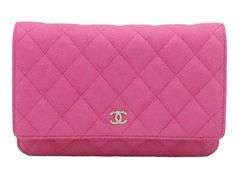 Chanel Classic WOC Pink Caviar Quilted on Chain Wallet