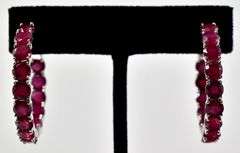 Ruby Gemstone Hoop Earrings in Sterling Silver