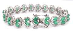 Amazing 10.90CTW Oval Faceted Emerald & 2.80CTW Diamond Heart Shaped Link Bracelet in 14K Yellow Gol