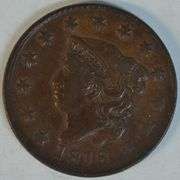 Original chestnut-brown 1818 Coronet Large Cent in XF/AU
