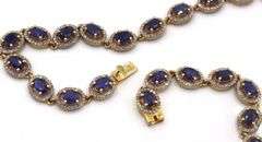 Darling 22.00CTW Oval Emerald Cut Blue Sapphire & 6.00CTW Diamond Tennis Necklace in 14K Yellow Gold