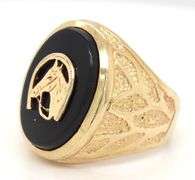 Nice 14K YG Man's Horseshoe Black Onyx Man's Ring