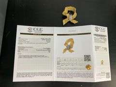 CERTIFIED 18K YELLOW GOLD AND DIAMOND BROOCH