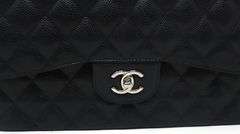 Chanel large black double flap Caviar bag