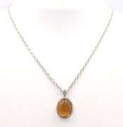 Darling Sterling Silver Feldspar and Colorless Sapphire Gemstone Pendant Necklace