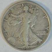 Scarce 1917-D (Obv) Walking Liberty Half Dollar in XF