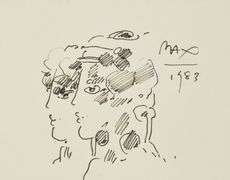 Rare Peter Max Original Drawing 'Double Profile', 1983