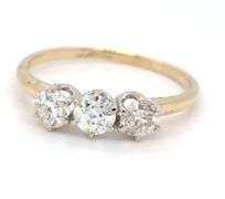 14kt Yellow gold 0.69ctw 3 stone diamond band