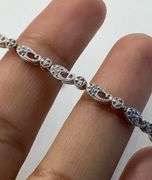 14K White Gold Antique Round Brilliant Cut Diamond Bracelet