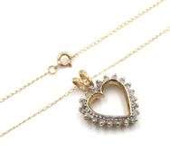 10kt Yellow gold diamond heart shaped pendant on chain