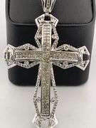CERTIFIED BRAND NEW 14K WHITE GOLD DIAMOND CROSS CHARM / PENDANT