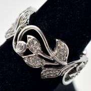CZ gemstone Leaf Ring in Sterling Silver