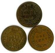 Three Higher Grade Circulated Indian Head Cents: 1901, 1905, 1908