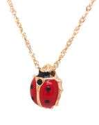 14kt Yellow gold Enamel lady bug pendant on chain